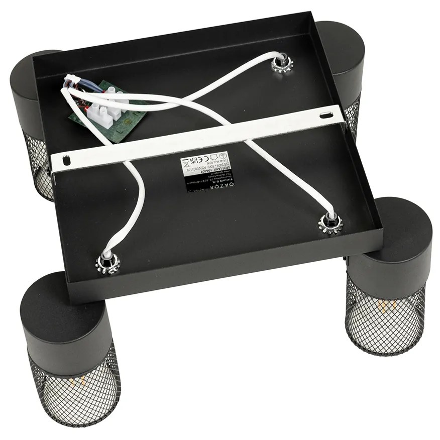 Индустриален таванен прожектор черен 4-светлина регулируем - Jim