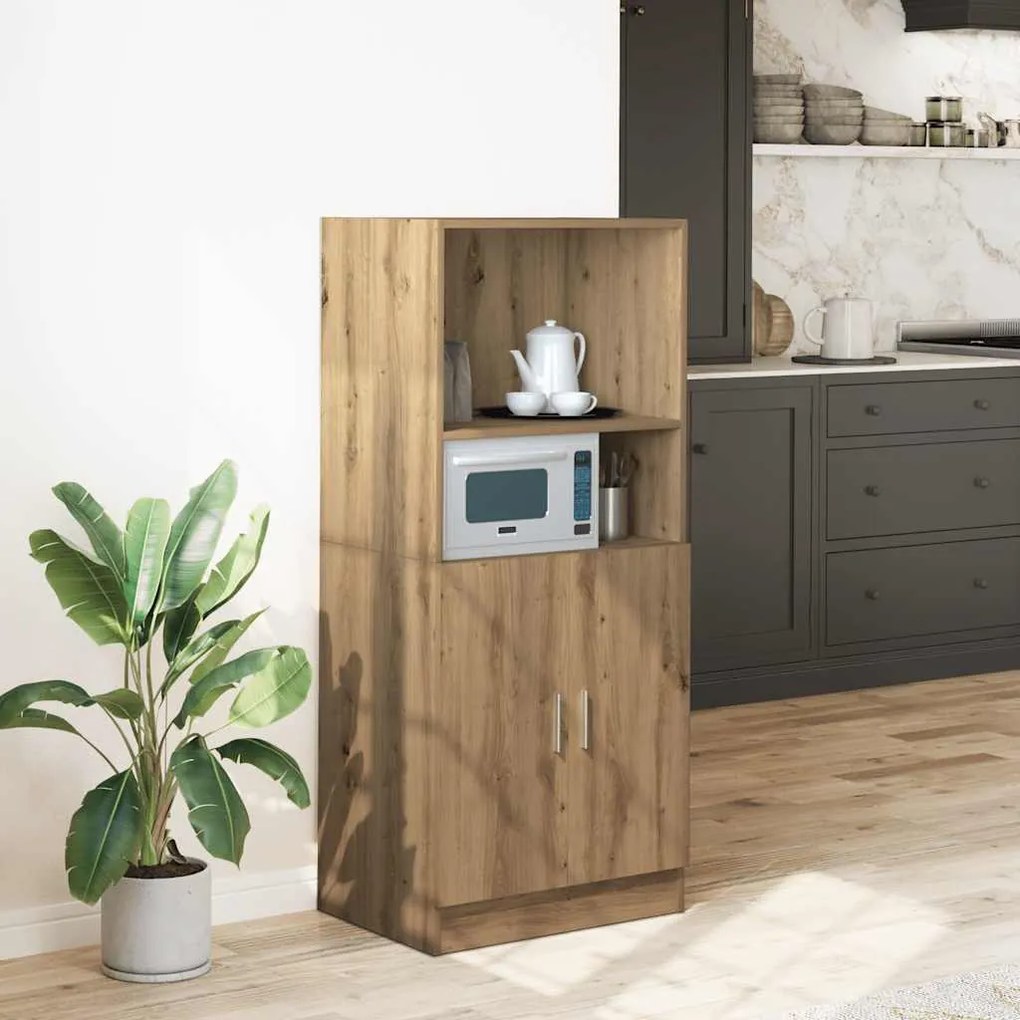 860129 vidaXL Кухненски шкаф, дъб артизан, 57x41,5x131,5 см, инженерно дърво