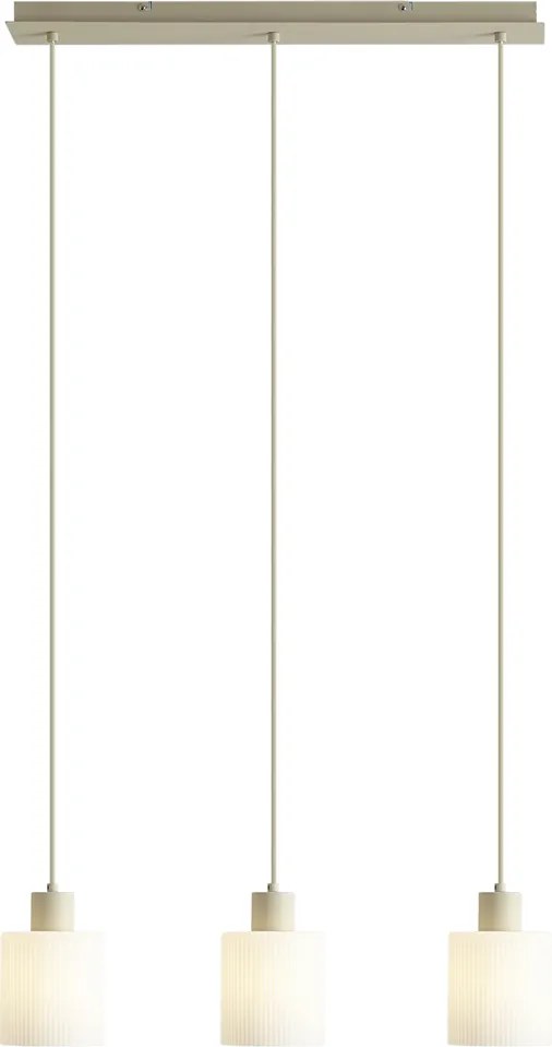 Скандинавска висяща лампа бежова с бяло стъкло 3 светлини - Wisp