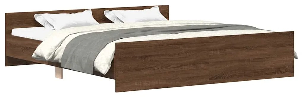 3203739 vidaXL Рамка за легло с горна и долна табла, кафяв дъб, 200x200 см