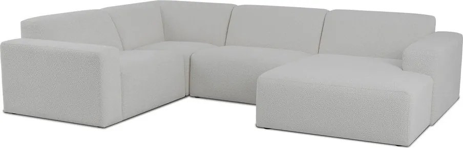 Бял ъглов диван от букле ("U" форма) Roxy – Scandic