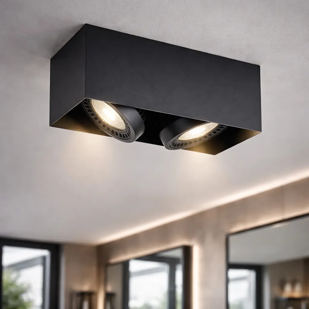 Модерен повърхностно монтиран прожектор черен вкл. димируема LED 2-лампи - Dionysos