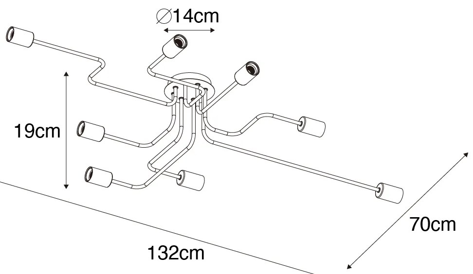 Дизайнерски таванна лампа черна 8-светлини - Facile