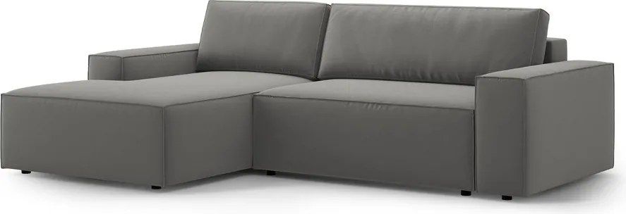 Светлосив кадифен разтегателен с място за съхранение ъглов диван (ляв ъгъл) Jodie – Micadoni