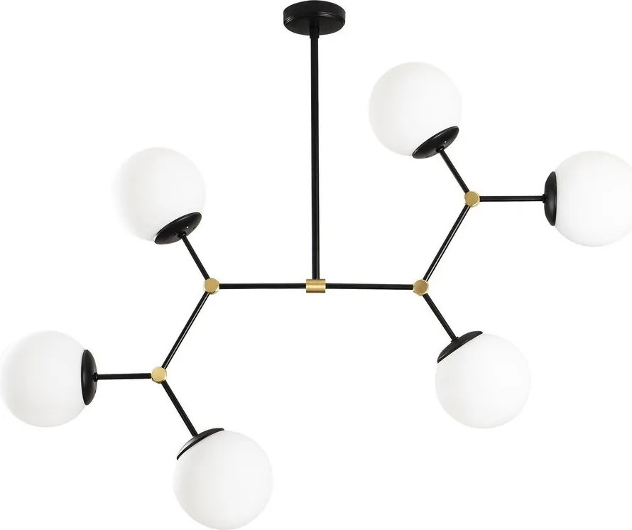 Черно-бяло висящо осветително тяло със стъклен абажур Damar – Opviq lights