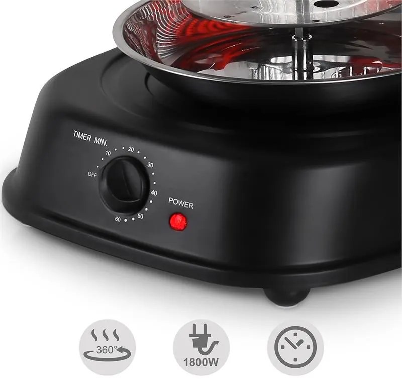 OneConcept MASTER BLACKкебап , вертикален грил, 1800 W