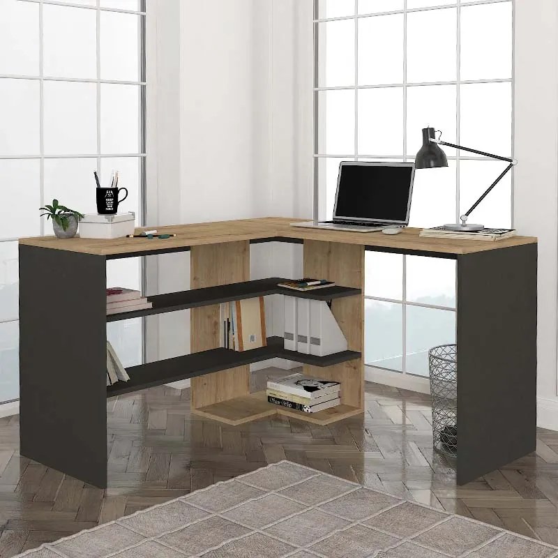 Меламиново бюро Stylo в сапфирен - антрацитен цвят 120x120x73,8см.
