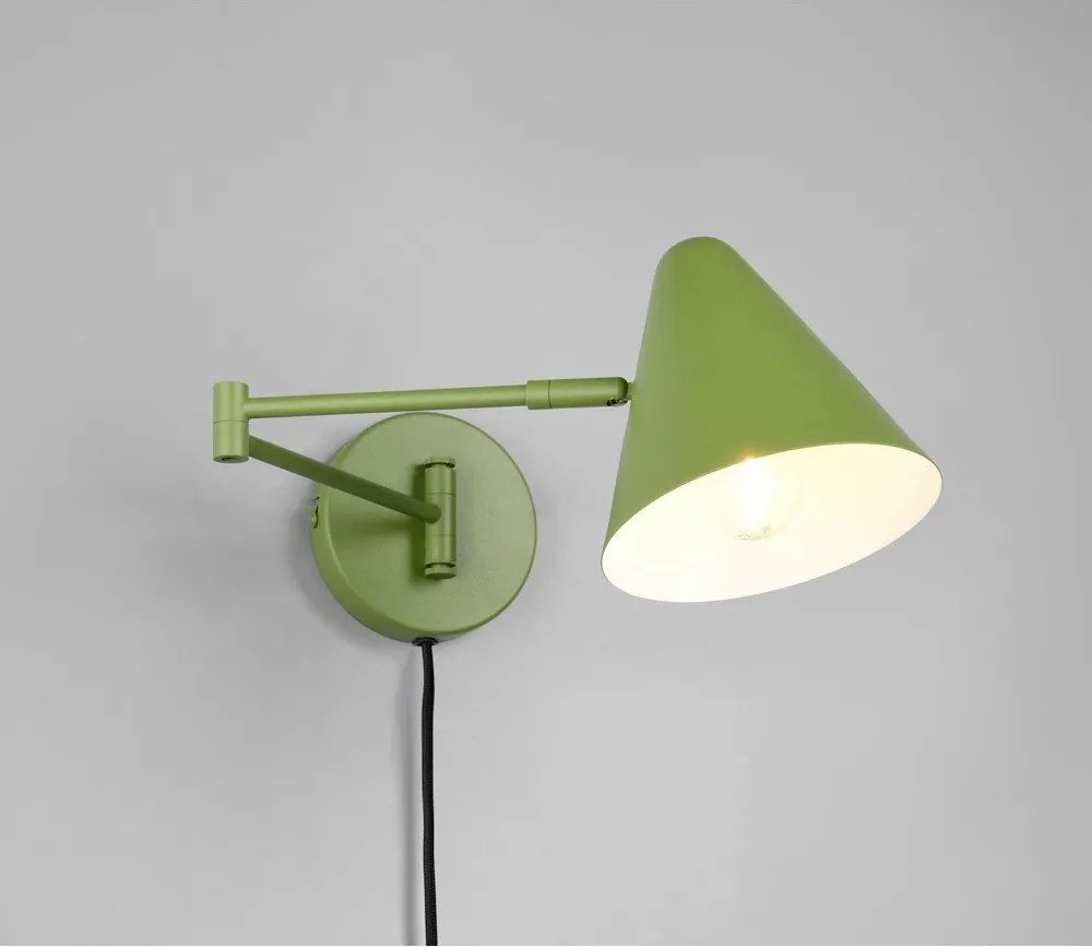 Зелена стенна лампа с огъваща се структура за контакт ø 15 cm Cosima – Trio