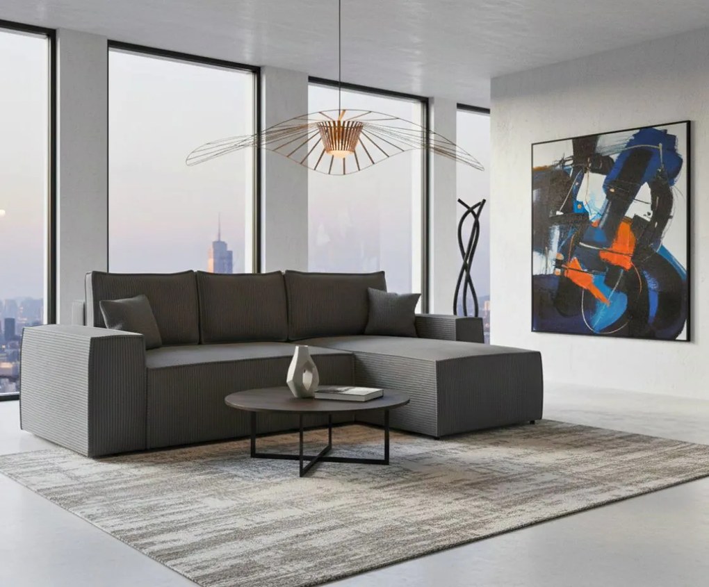 Ъглов диван Malaga mini I-Gkri Skouro-Right