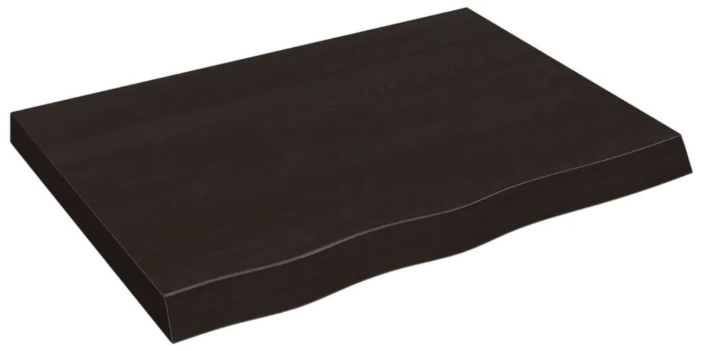 3156424 vidaXL Плот за маса тъмнокафяв 80x60x(2-6) см обработен масивен дъб