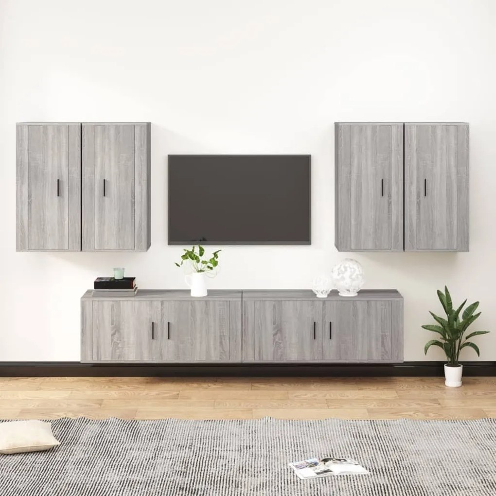 3188716 vidaXL Комплект ТВ шкафове от 6 части, сив сонома, инженерно дърво