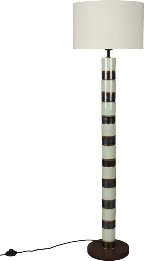 Подова лампа с текстилен абажур в тъмнокафяв и светлозелен цвят (височина 143 cm) Vertigo – Dutchbone