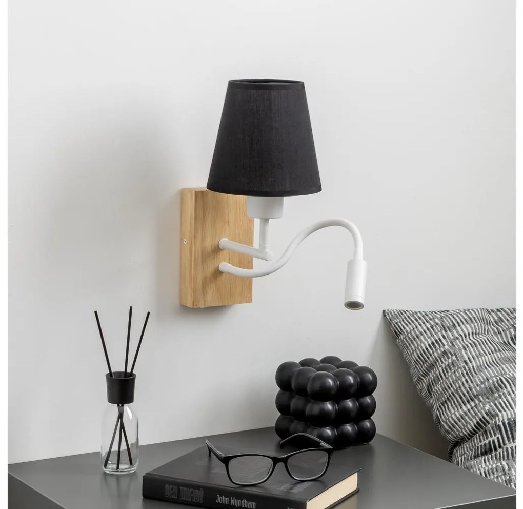 Brilagi - LED Аплик NUBILA WOOD 1xE27/25W/230V + LED/3W дъб/черен