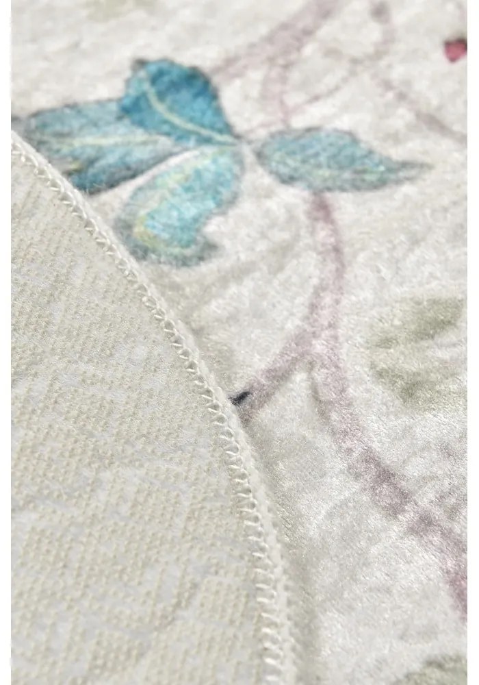 Сив кадифен килим за баня ø 100 cm Vintage Flower – Foutastic