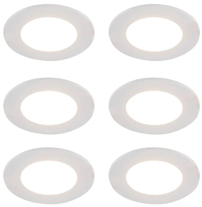 Комплект от 6 бели вградени лунички с LED димиране до топло 7W IP65 - Blanca