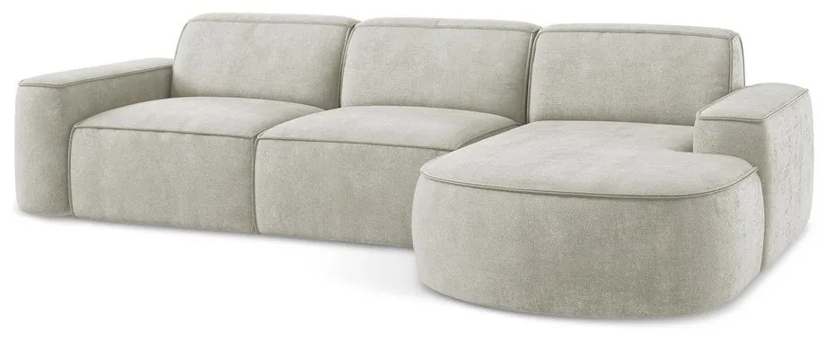 Кремав шенилов ъглов диван (десен ъгъл) Omao – Makamii