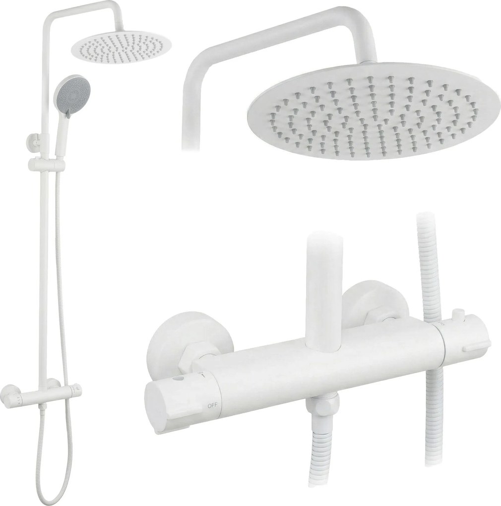 Душ комплект без чучур с термостат Rea Lungo White