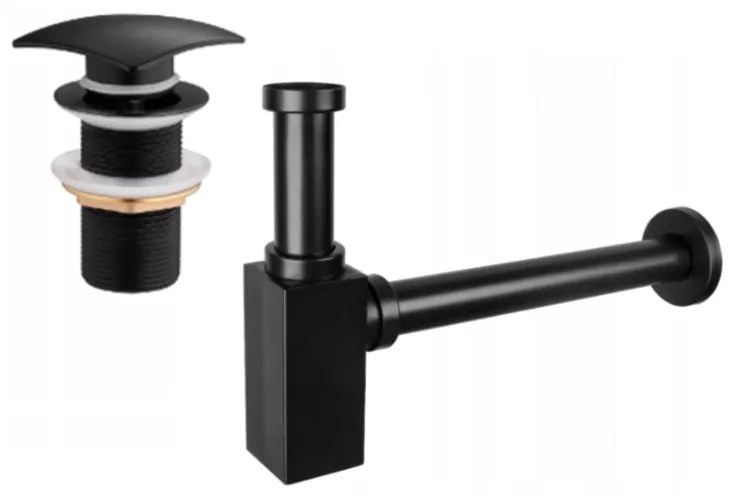 Mexen квадратен полисифон за мивка с клик-клак затвор, без преливник,