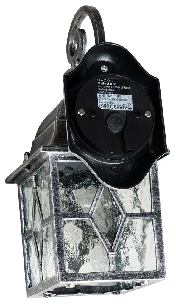 Романтичен външен стенен фенер антично сребро - London