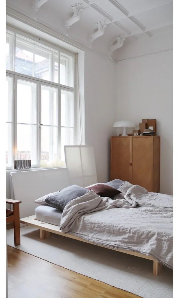 Двойно легло от борова дървесина с решетка 180x200 cm Japan - Karup Design