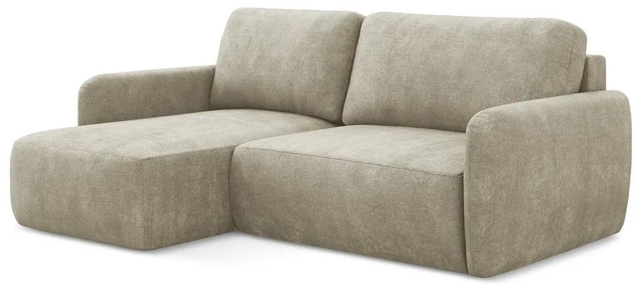 Бежов шенилов разтегателен ъглов диван с място за съхранение (ляв ъгъл) Lilo – Makamii