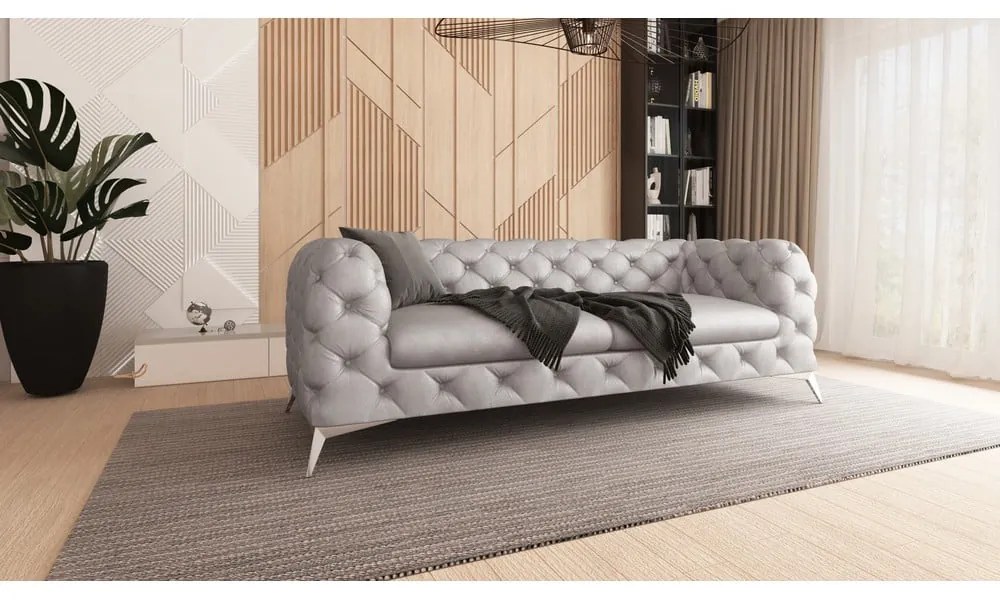 Светлосив кадифен диван 225 cm Chelsea – Ropez