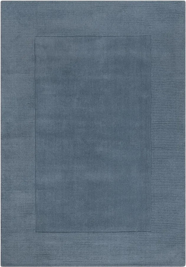 Тъмносин ръчно изработен вълнен килим 200x290 cm Textured Wool Border – Flair Rugs