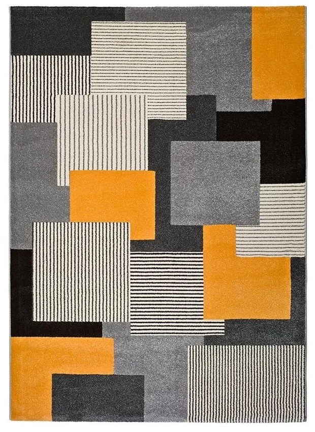 Сив и оранжев килим Leo Square, 160 x 230 cm - Universal