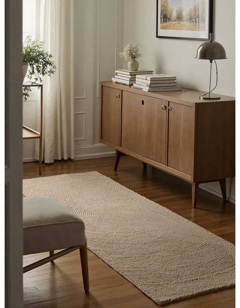 Бежова ръчно изработена вълнена пътека 80x200 cm Eleni Light Beige – Hanse Home