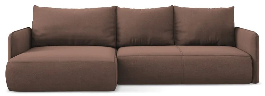 Розов разтегателен ъглов диван с място за съхранение (ляв ъгъл) Nanea – Makamii