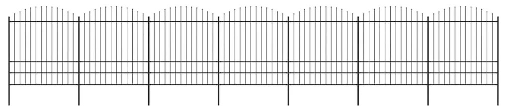 Sonata Градинска ограда с пики, стомана, (1,75-2)x11,9 м, черна