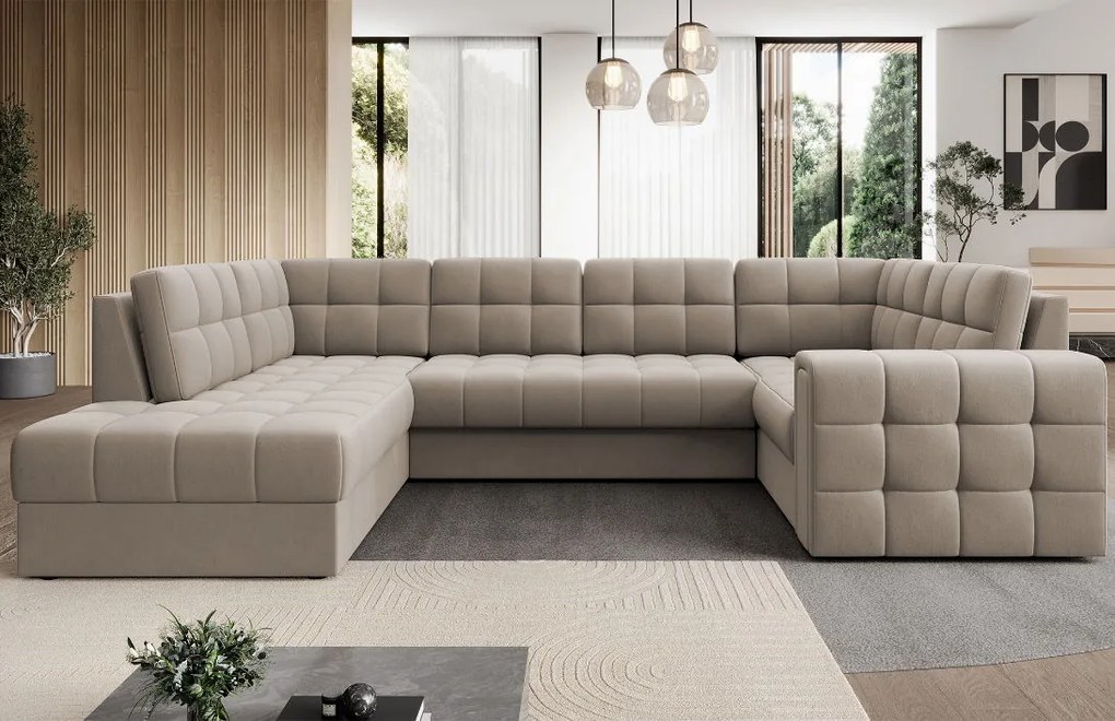 Ъглов диван Bale U-Бежов-Ляв