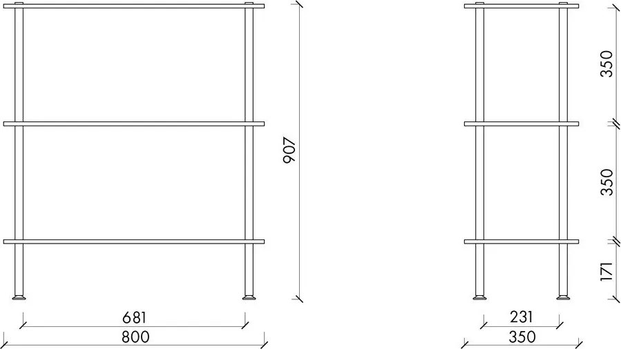 Син стелаж от декор от дъб 80x90,5x35 cm Teidi – noo.ma