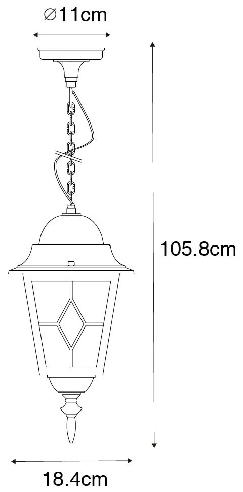 Висяща лампа за външен монтаж в ретро стил антично злато - Antigua