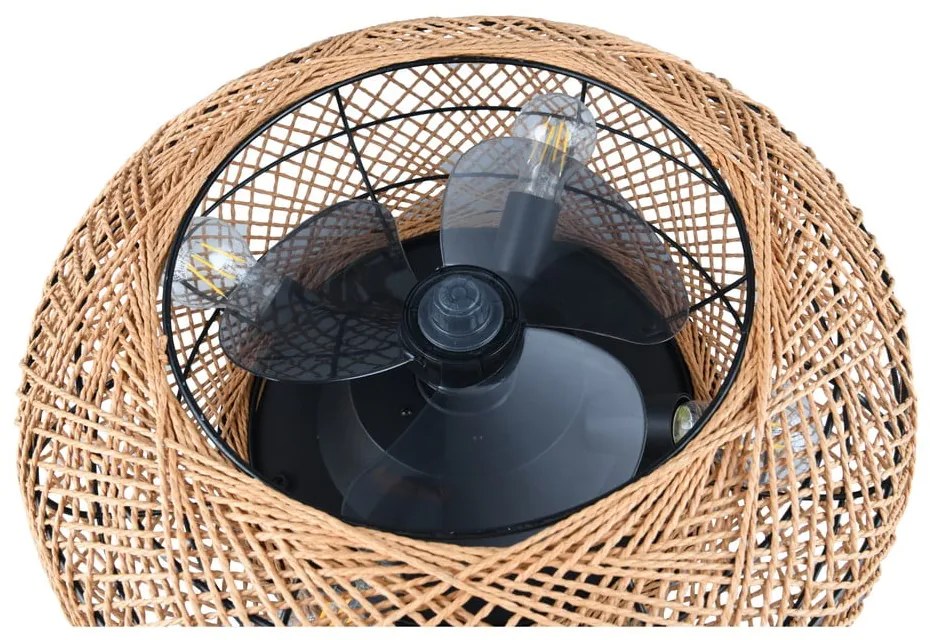 Кафяво осветително тяло за таван с дистанционно управление/с вентилатор Lillesand – Trio