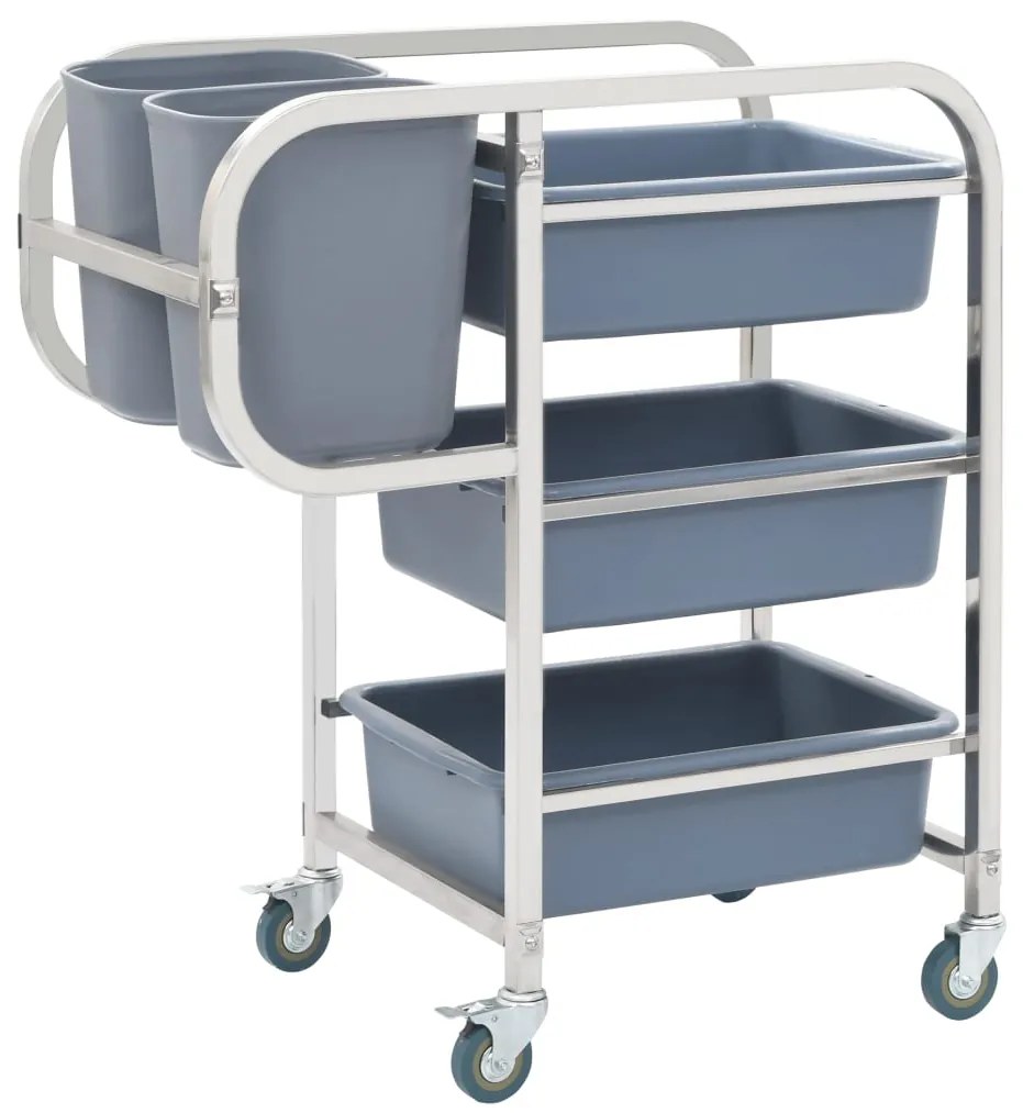50918 vidaXL Кухненска количка с пластмасови контейнери, 82x43,5x93 см