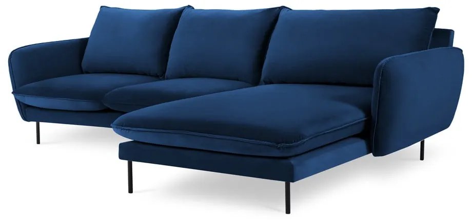 Ъглов диван от синьо кадифе (десен ъгъл) Vienna - Cosmopolitan Design