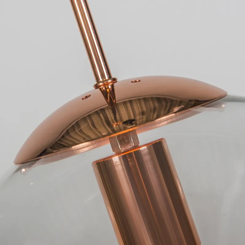 Висяща лампа в стил арт деко мед с прозрачно стъкло 30 см - Ball 30