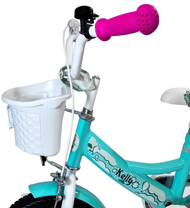 Детски велосипед с водеща щанга, кошница и помощни колела 12 – за деца на възраст от 2,5 до 4 години