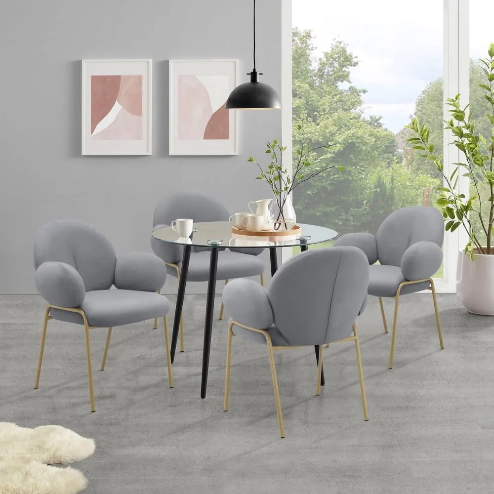 Сиви тапицирани трапезни столове в комплект с подлакътници 2 бр. Iwama – Støraa