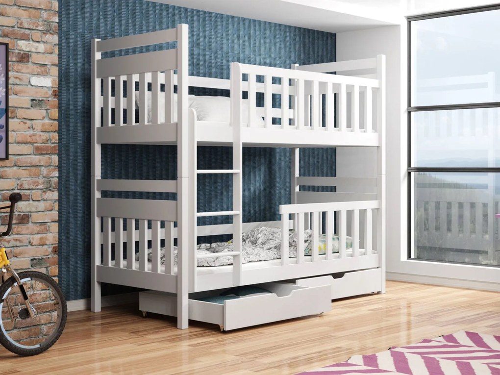 Двуетажно легло Monika-Бяло-90 x 190