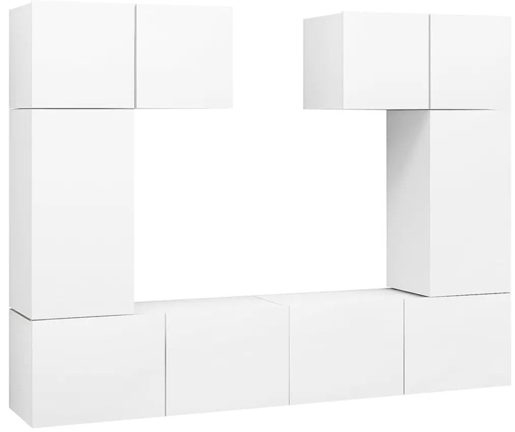 3078698 vidaXL Комплект ТВ шкафове от 6 части, бял, инженерно дърво