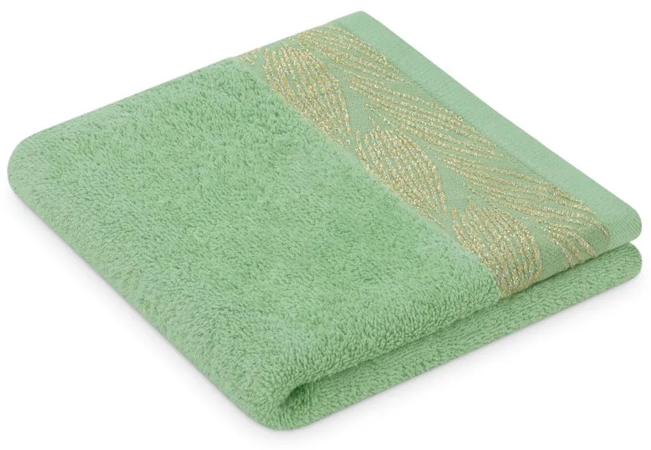 Светлозелени памучни хавлии и кърпи за баня в комплект от 2 бр. от тери Allium – Restilo