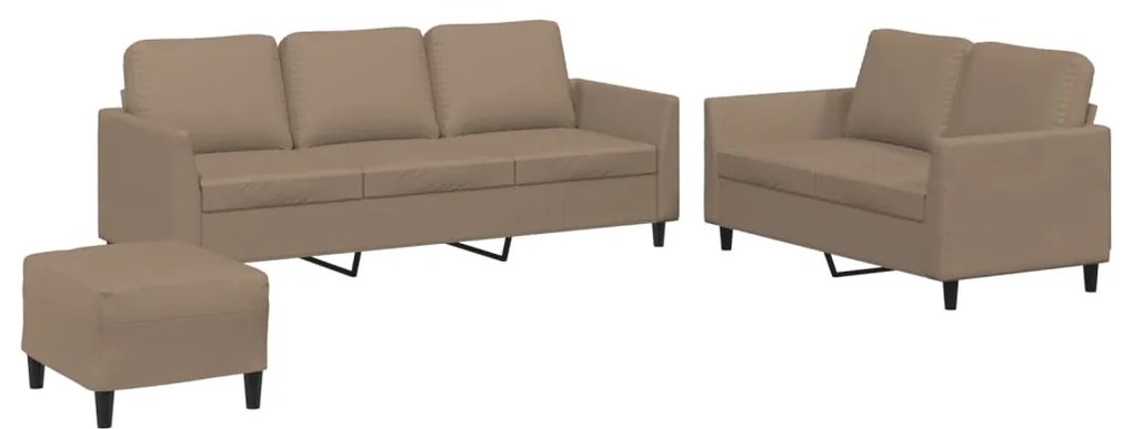 3201769 vidaXL Комплект дивани 3 части с възглавници капучино изкуствена кожа