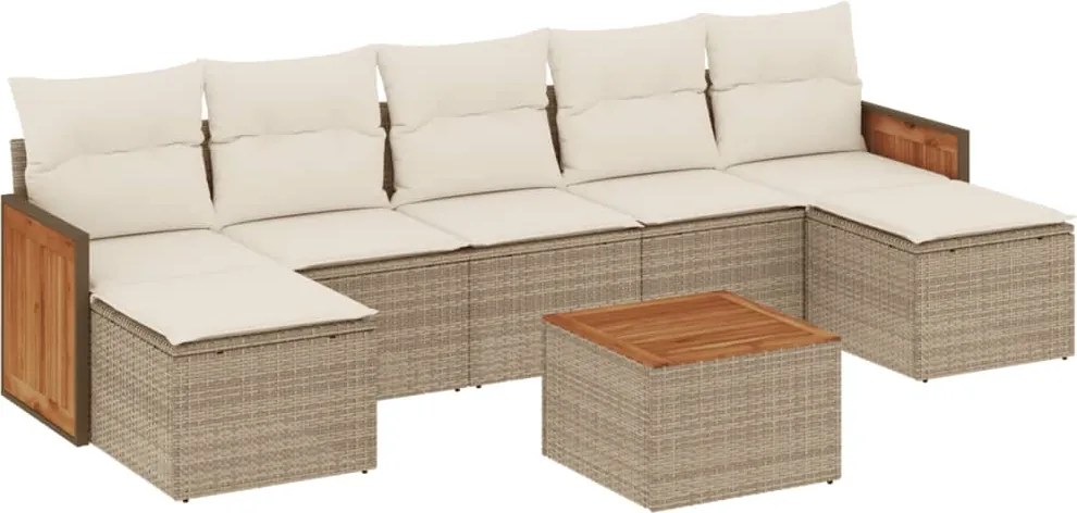 3227920 vidaXL Градински диван с възглавници, 8 части, бежов полиратан