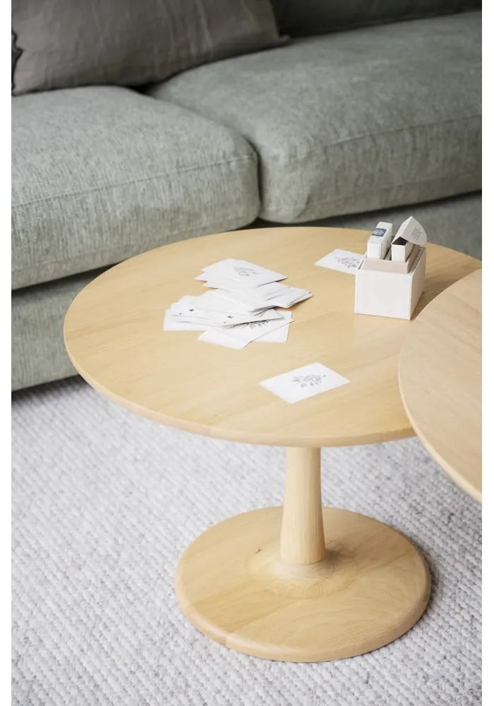 Кръгла масичка за кафе от декор от дъб в естествен цвят 60x60 cm Hobart – Rowico