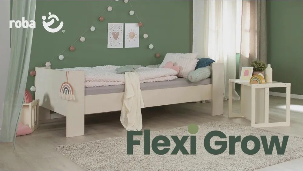 Бежово детско легло 90x200 cm повдигнато без ламелно дъно Loft – Roba