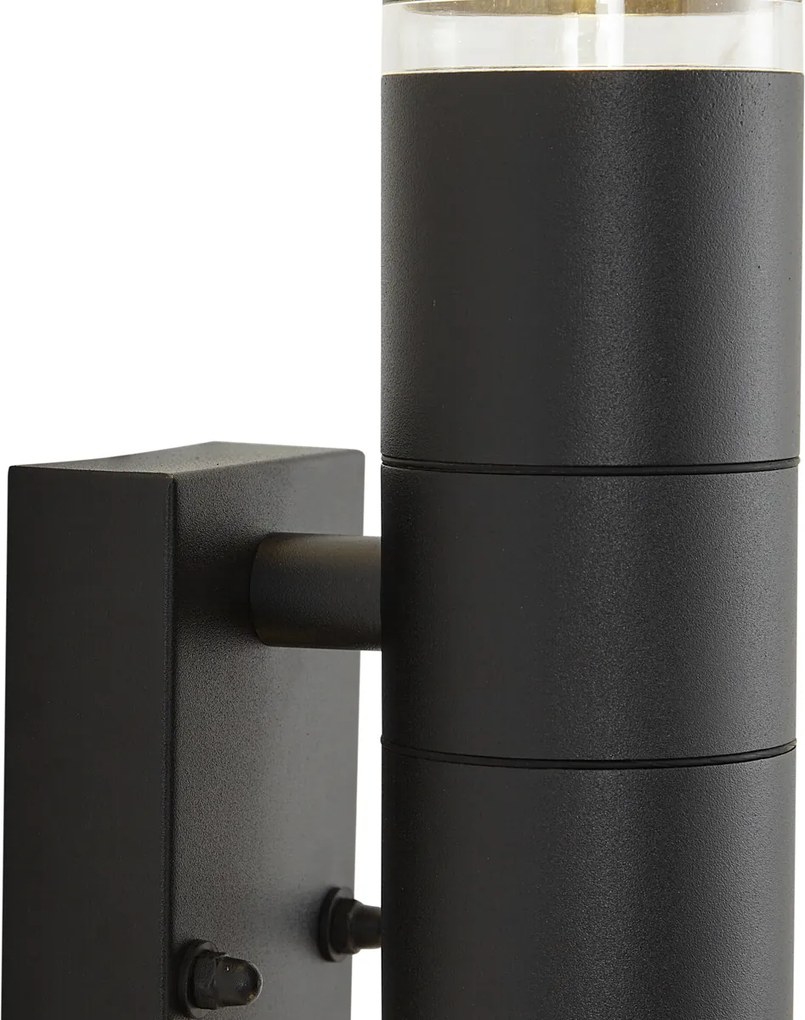 Модерна външна стенна лампа черна 2-светлини IP44 със сензор за движение - Dubbla