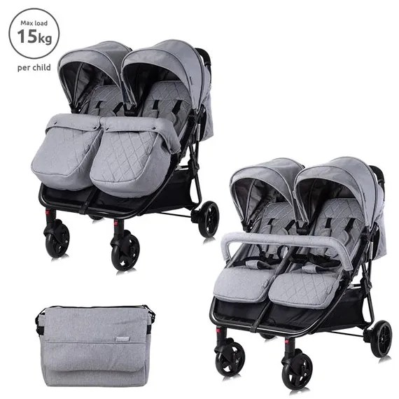 Детска количка за близнаци DUO LORELLI - Cool GREY