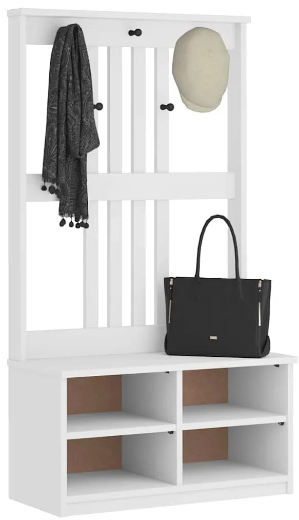 4010489 vidaXL L Дърво за антре SANDNES бяло 87x40x159,5 cm